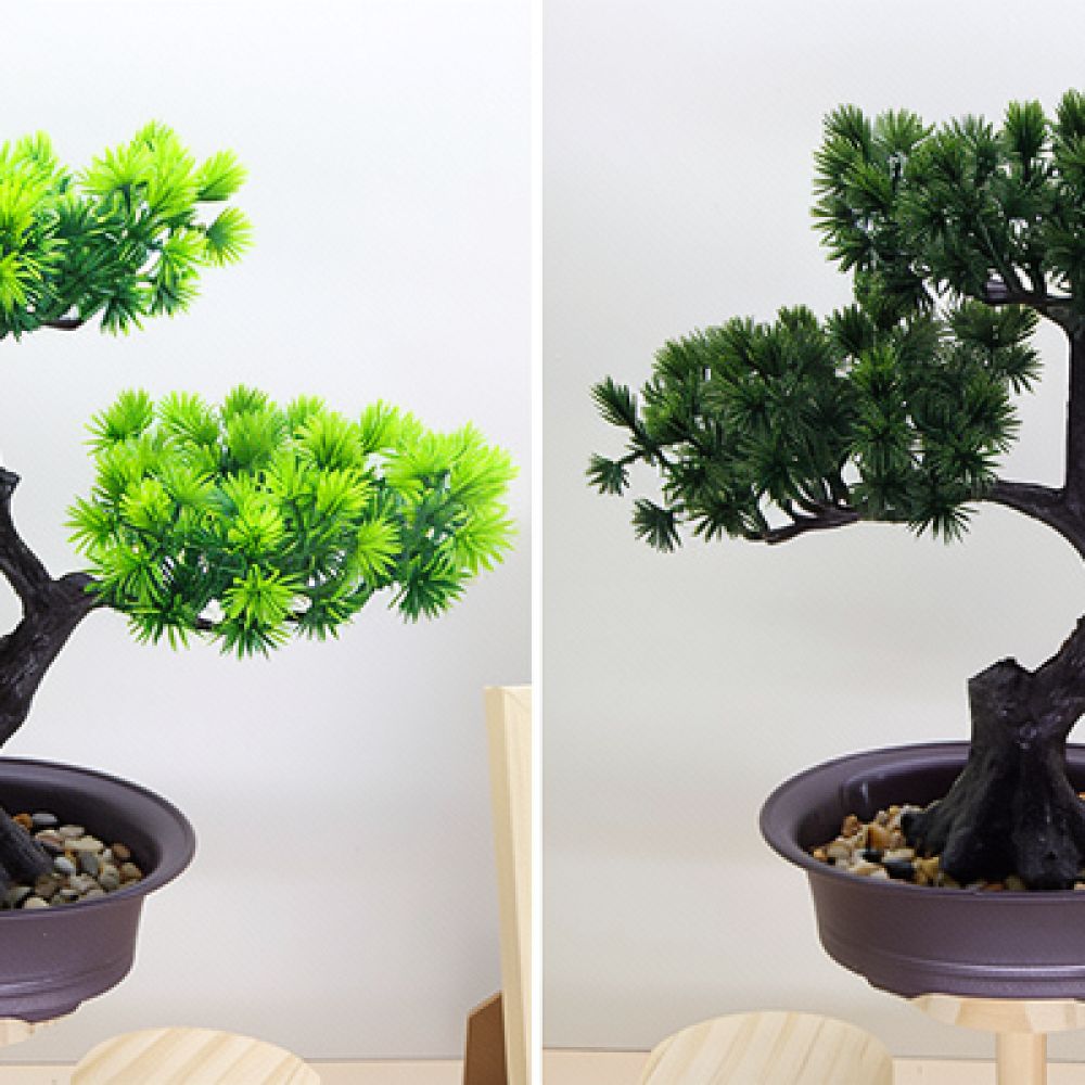 Plant Pot Small Desk - リアルな人工松の鉢植え。室内、オフィス、デスク周りの装飾に最適な、小さくて自然な緑の植物。