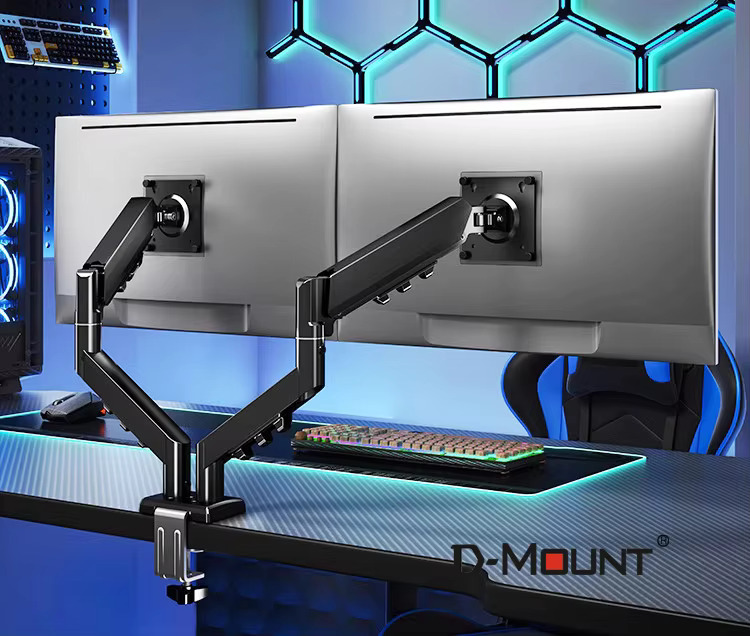 Monitor Arm Clamp - D290 金属製 13～32インチ対応 デュアルモニター用 デスクトップスタンド、ガススプリングアーム、デュアルPCモニターマウント、全方向可動式回転クランプ、グロメット