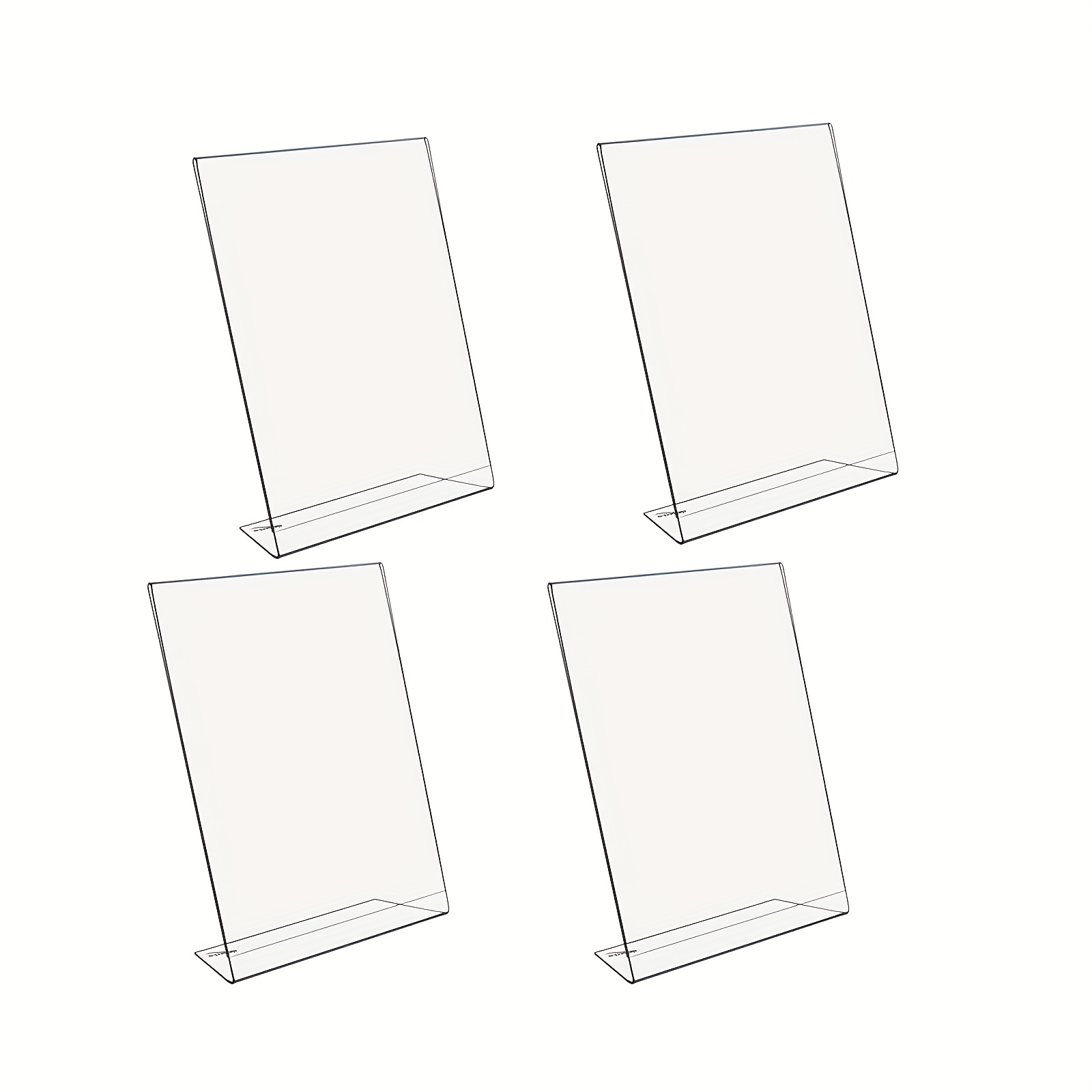 Desk Setup Poster - 4個入り透明メニューホルダー 両面クリアアクリルプラスチック製テーブルサインカードホルダー デスクトップメッセージポスターディスプレイスタンド