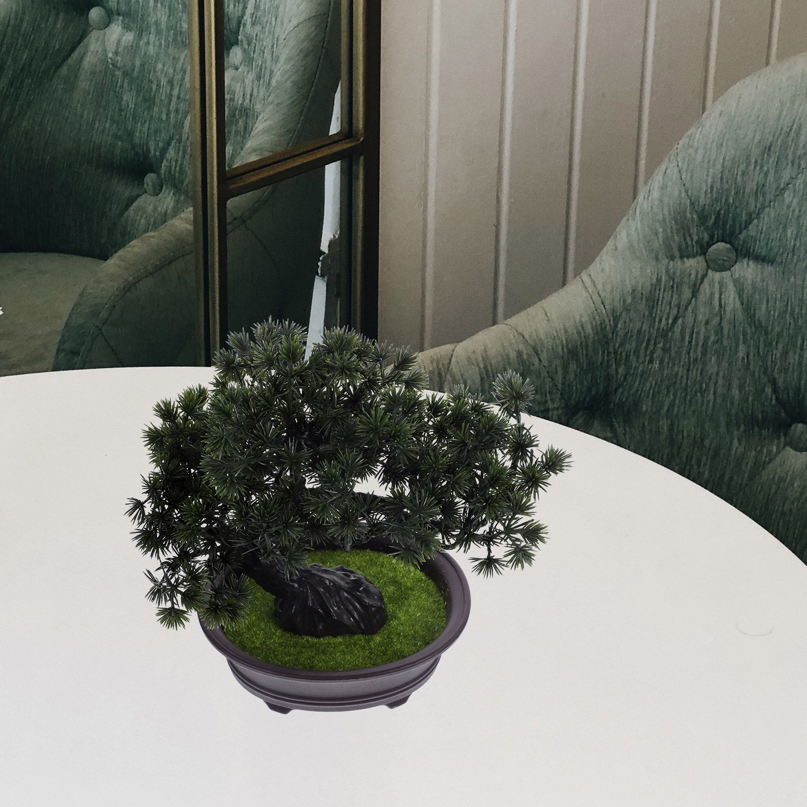 Plant Pot Small Desk - 造花盆栽、人工松の木、鮮やかな色彩、リアルな質感、耐久性に優れた卓上植物、モダンなインテリアに合う小さな装飾品。
