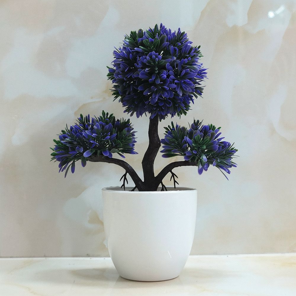 Plant Pot Small Desk - プラスチック製の盆栽風の松の植物。人工観葉植物として、ご自宅やオフィス、テーブルの装飾、禅の空間を演出するグリーン、ギフトとしても最適。