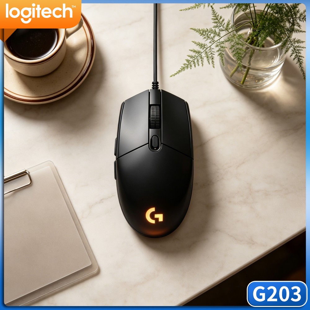Logitech Mouse G203 - ロジクール G203 有線ゲーミングマウス 調整可能なDPIモード 鮮やかなRGBライト 快適な形状