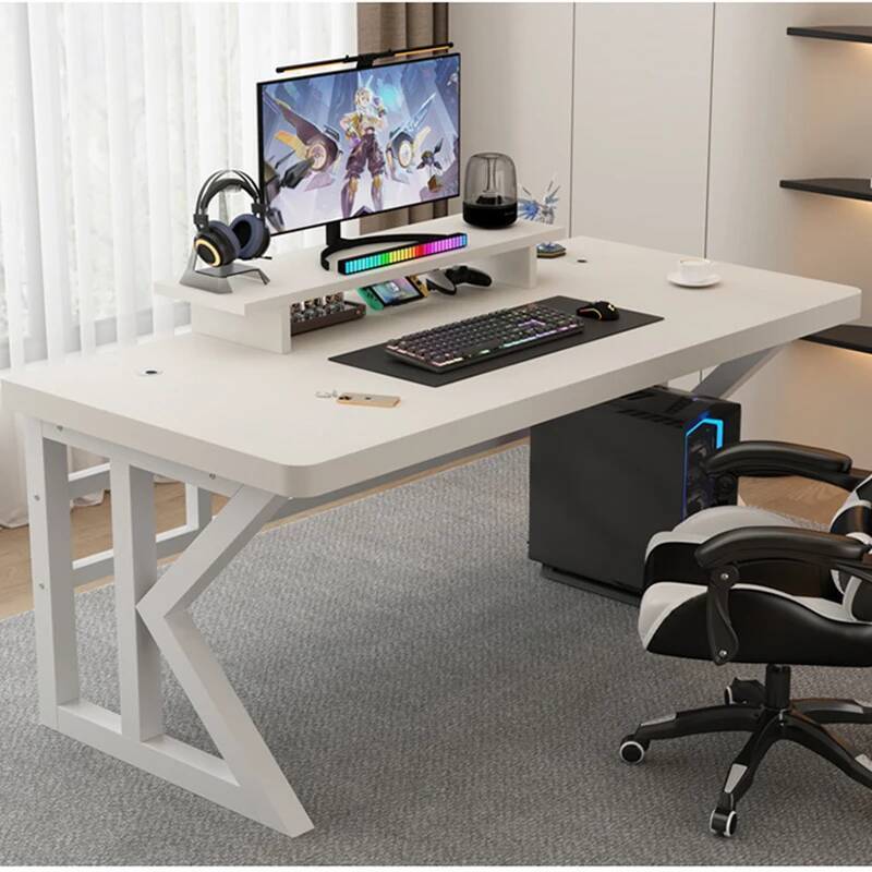 Desk Setup Laptop And Monitor - シェイプドL型ゲーミングデスクテーブル、折りたたみ式ラップトップテーブル（ベッド用）、コンピューター用オフィスデスク、モニタースタンド付き家具、学習机
