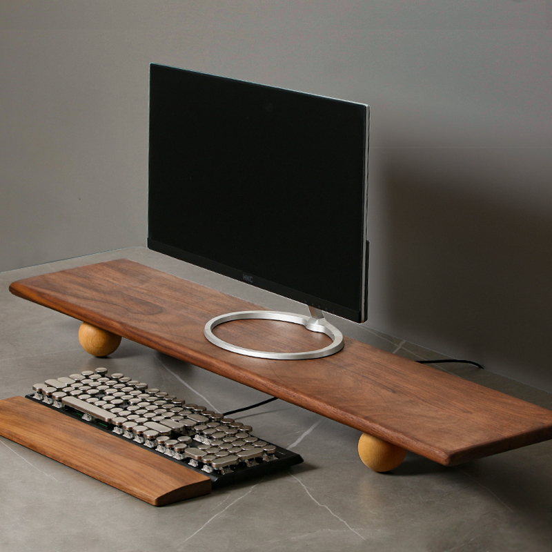 Desk Setup Laptop And Monitor - 無垢材モニターライザー ノートパソコン昇降スタンド デスクトップディスプレイ画面オーガナイザー コンピューターデスクセットアップアクセサリー