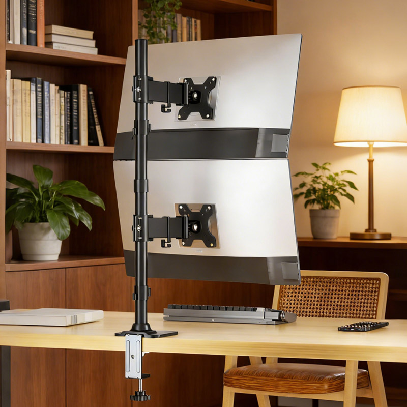 Monitor Arm Clamp - 縦型デュアルスクリーンモニターマウントアーム ポールデスククランプ/グロメットベース 各アーム耐荷重10KG 14～32インチモニターブラケット XJC1832