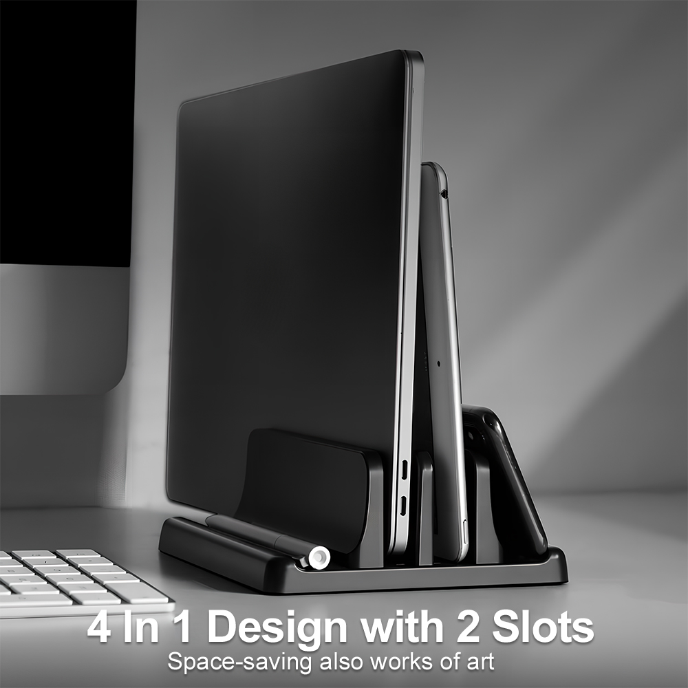 Desk Setup Accessories Aesthetic - 4in1 ラップトップスタンド垂直調整可能な幅省スペースデスクトップノートブックホルダーユニバーサルラップトップタブレット電話ドックオフィスホーム