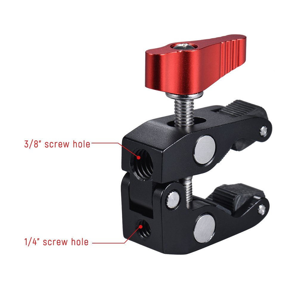 Monitor Arm Clamp - 金属製多機能ボールヘッドクランプボールマウントマジックアームスーパークランプ、1/4インチ-20スレッド付き、カメラケージリグモニター/LEDリグ用