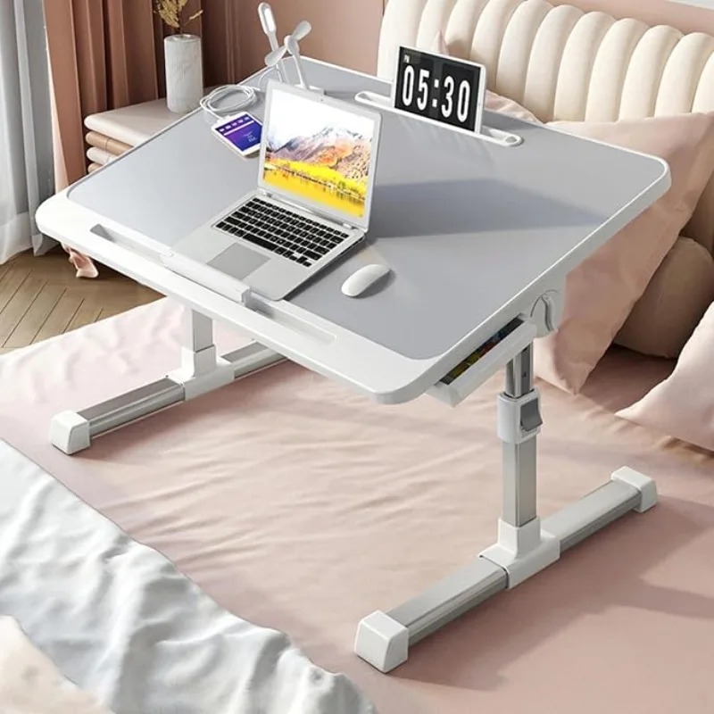 Desk Setup Notebook - ノートパソコン用ベッドトレイテーブル、高さ調節可能、ポータブルスタンド、折りたたみ脚、ソファ、カウチ、床用ラップタブレットテーブル