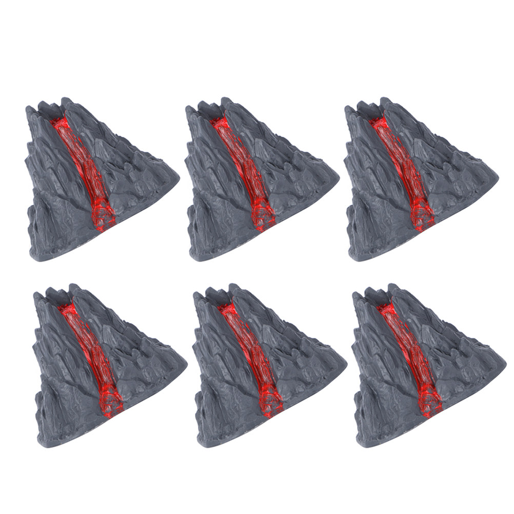 Desk Setup Simulator - 6個入り、火山の溶岩を模したプラスチック製のミニチュア火山の置物。水槽の装飾、デスクや庭のレイアウトに最適。