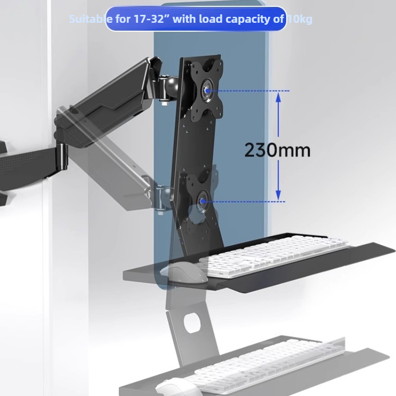 Monitor Arm Clamp - ヘビーデューティモニターマウントラック人間工学に基づいた調節可能なスクリーンアームユニバーサルキーボードトレイデスククランプ壁掛けブラケット（オフィス用）