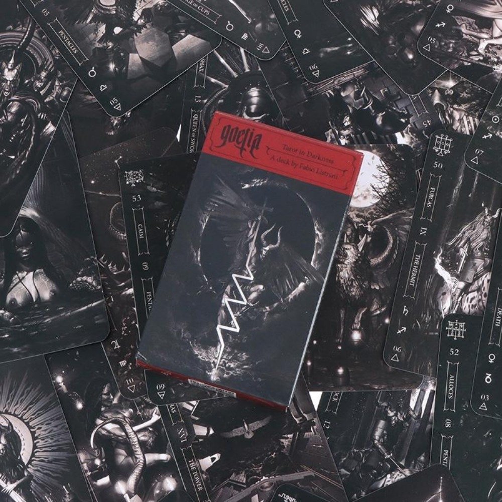 Desk Setup Dark - Goetia-大人用のタロットカードゲーム,パーティー用のテーブルゲーム,10.3x6cm