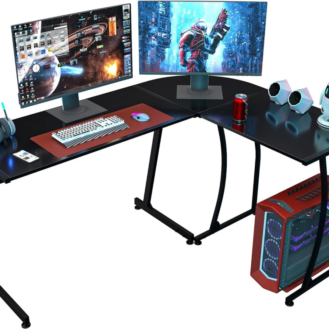 Desk Setup Notebook - 58インチ L字型ゲーミングデスク コーナーコンピューターデスク PC ノートパソコン 学習テーブル