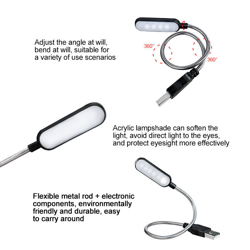 ミニ 4 LED ブックランプポータブル USB 読書ナイト - Desk Setup Notebook のレビューと価格