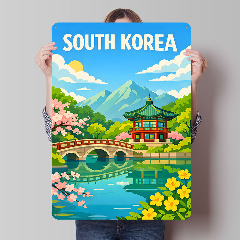 韓国旅行ポスターカスタマイズされたヴィンテージメタルサインウ - Desk Setup Poster のレビューと価格