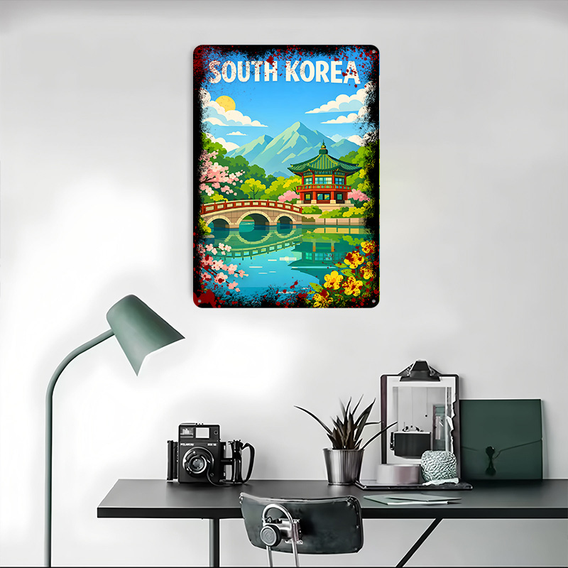 韓国旅行ポスターカスタマイズされたヴィンテージメタルサインウ - Desk Setup Poster のレビューと価格