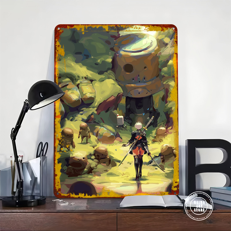 ニーア オートマタ: 2B in Forest メタルポスタ - Desk Setup Poster のレビューと価格