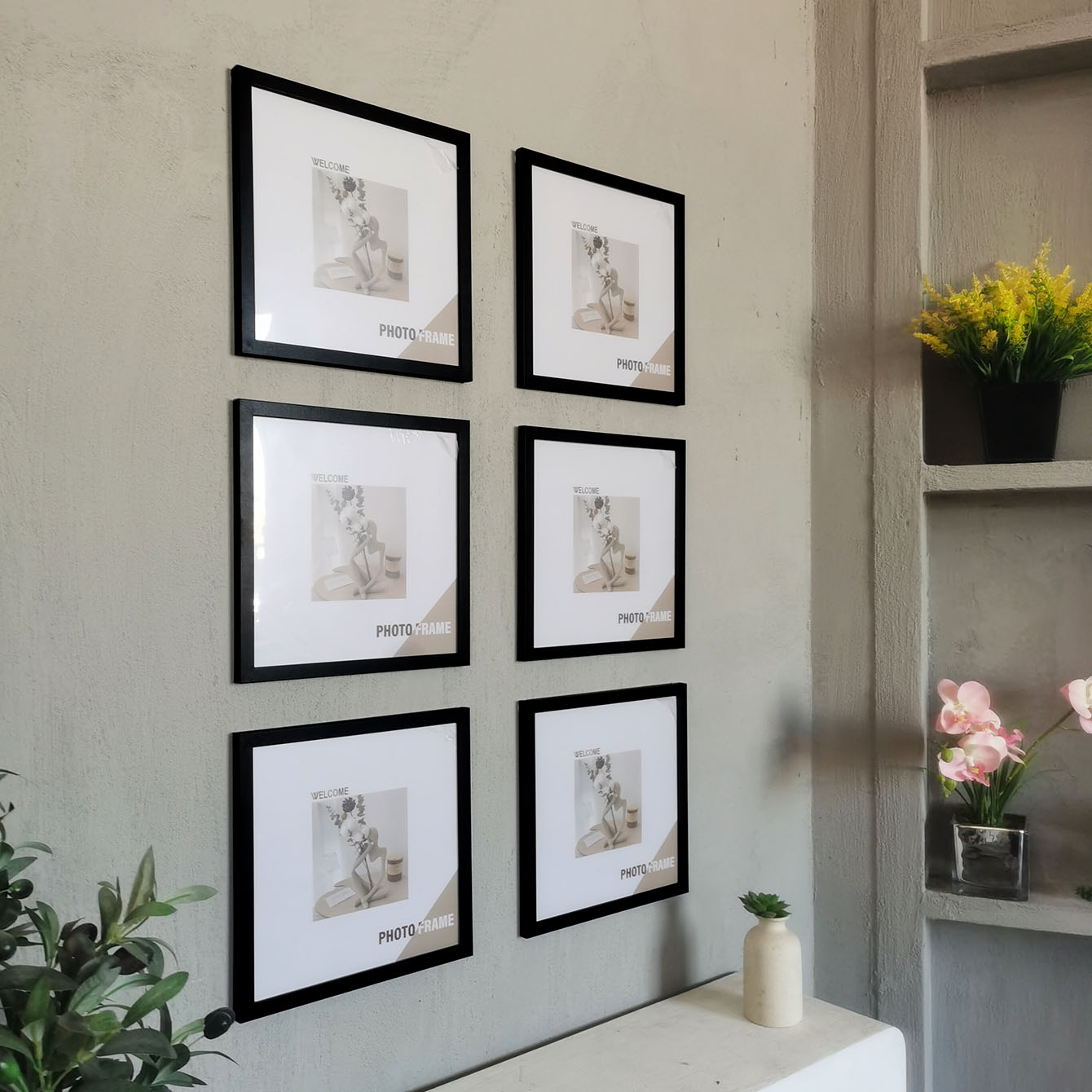 3 個木製正方形フォトフレーム壁掛けやデスクトップの装飾 2 - Desk Setup Poster のレビューと価格