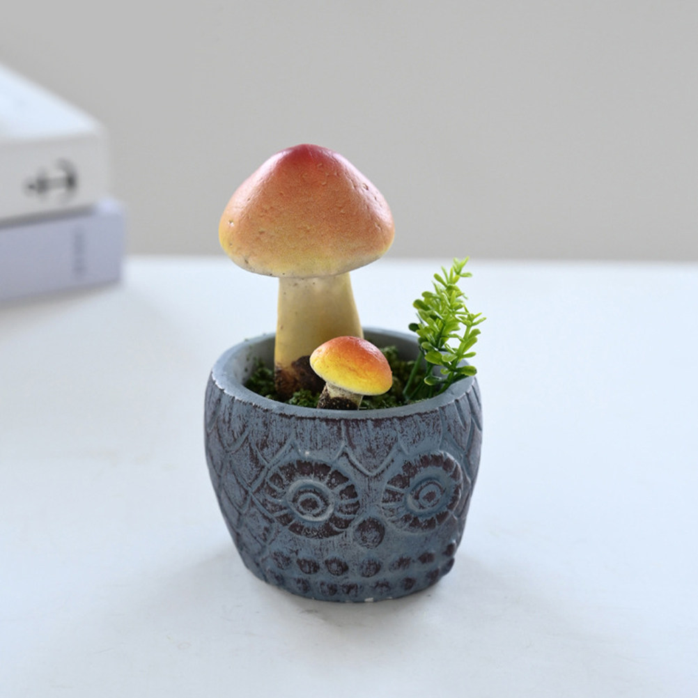 4個入り スカル顔の鉢植え人工キノコ装飾品。家庭やオフィスで - Plant Pot Small Desk のレビューと価格