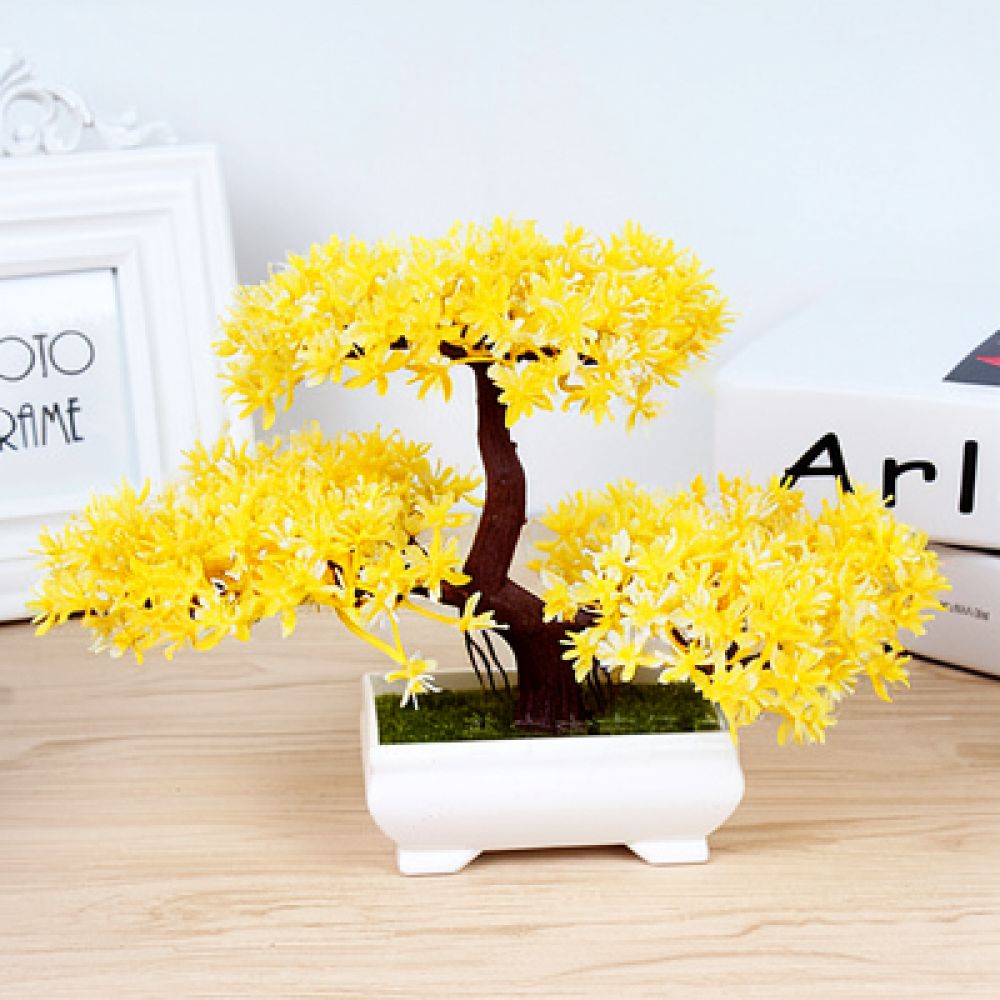 プラスチック製の盆栽風の松の植物。人工観葉植物として、ご自宅 - Plant Pot Small Desk のレビューと価格