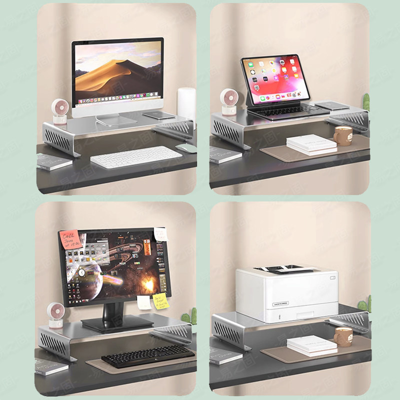 コンピューターモニタースタンドライザー人間工学に基づいたデス - Desk Setup Laptop And Monitor のレビューと価格
