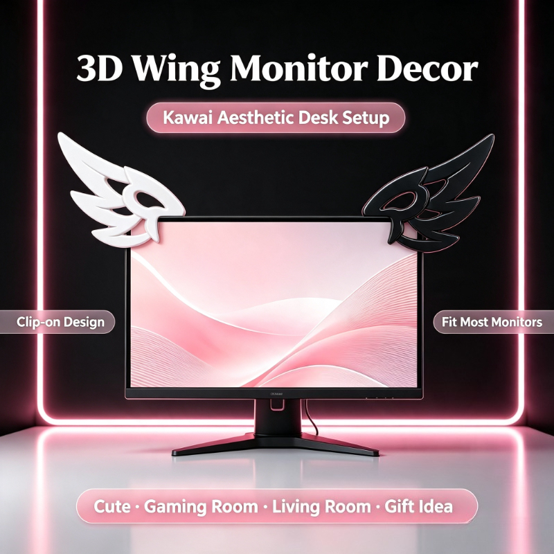 かわいい3Dウィングデコレーション、コンピューターモニター用 - Desk Setup Accessories Aesthetic のレビューと価格