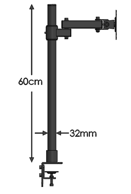 DL-T801L 10-27インチ スチール製 高さ60cm - Monitor Arm Clamp のレビューと価格