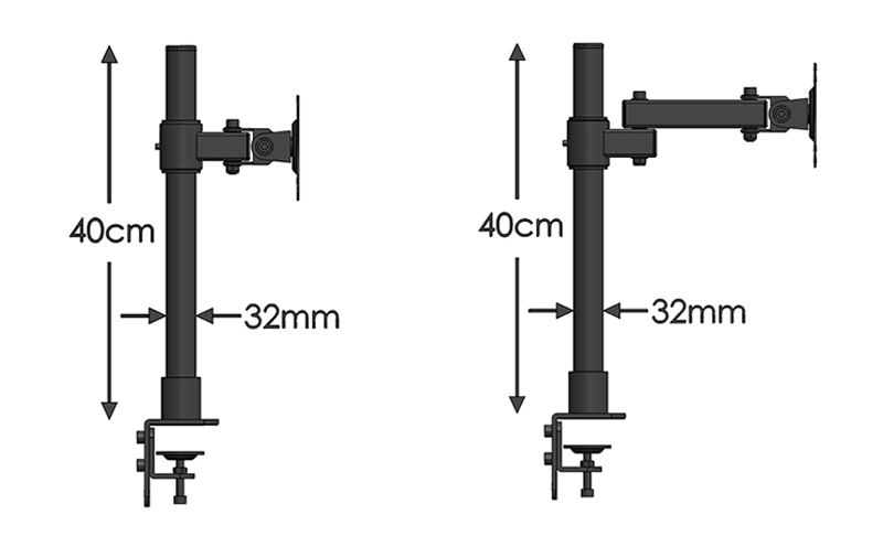 DL-T801L 10-27インチ スチール製 高さ60cm - Monitor Arm Clamp のレビューと価格