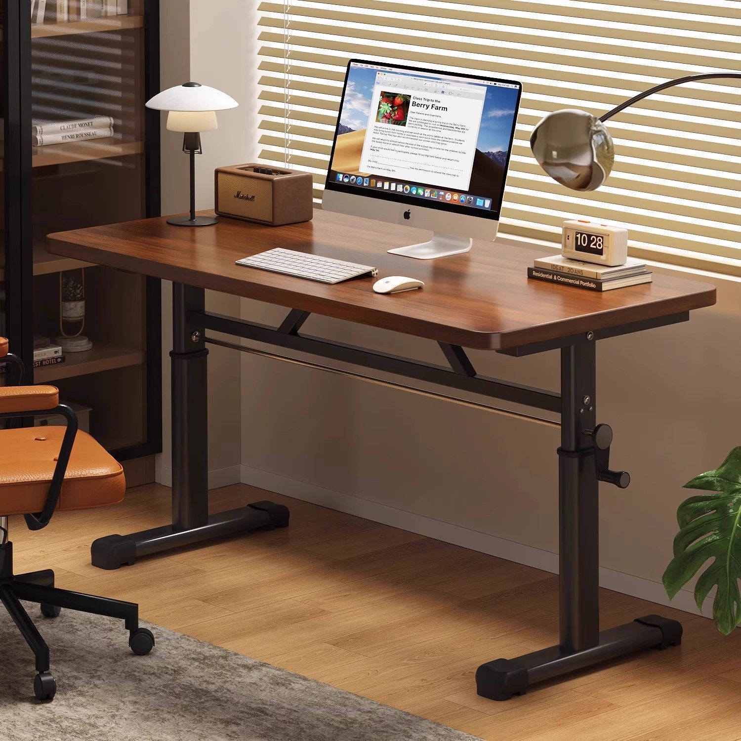 モダンなシンプルな高さ調節可能なコンピューターデスク、人間工 - Desk Setup Notebook のレビューと価格