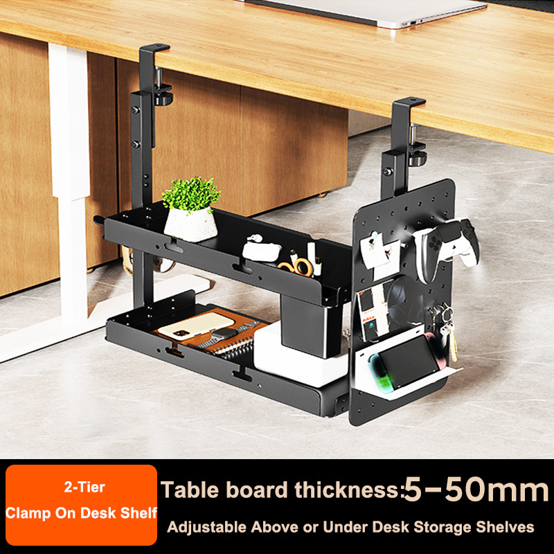 クランプ式14インチデスク上・下2段棚ユニット、テーブルアク - Desk Setup Productivity のレビューと価格