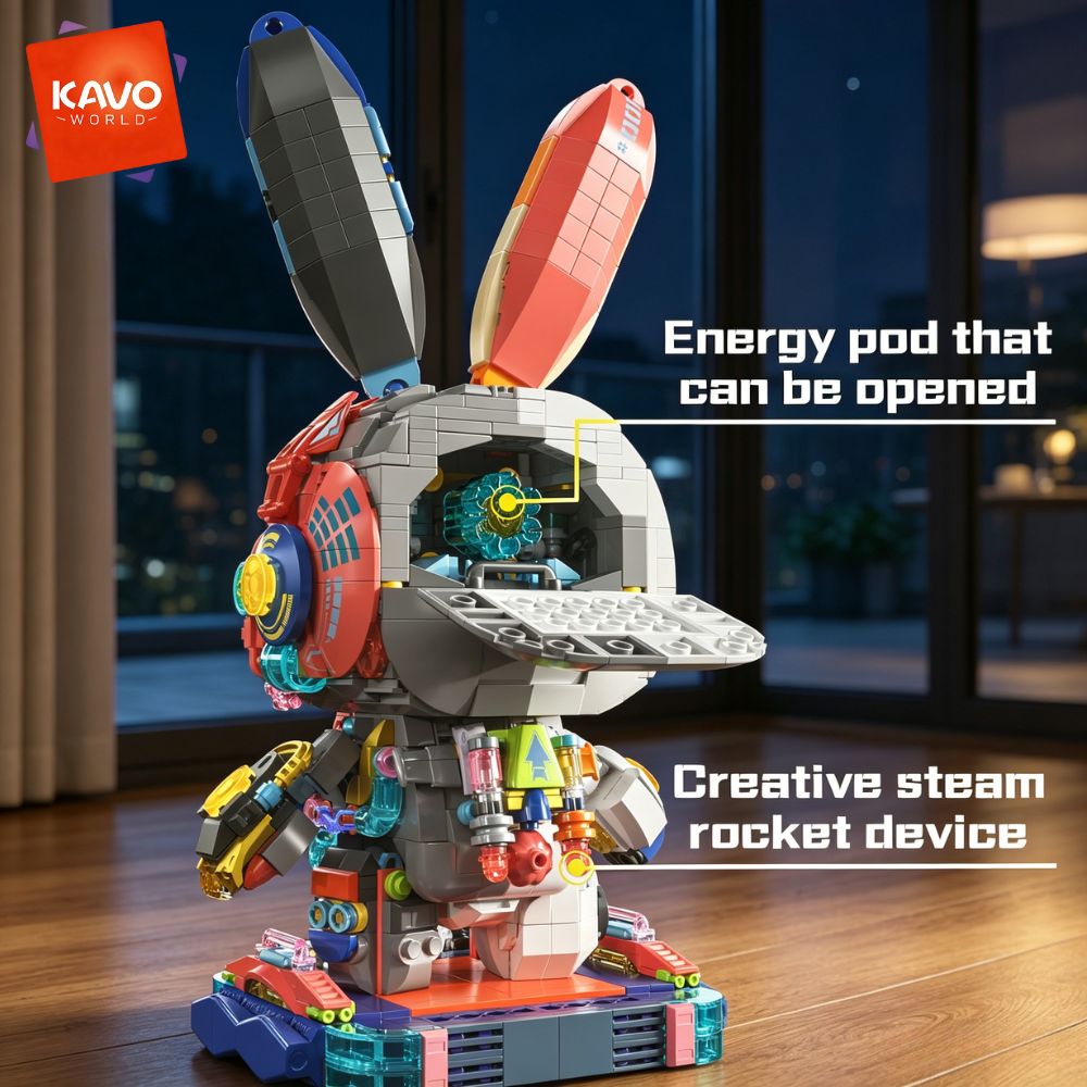 KAVOWORLD 1377ピース ロボットウサギ 組み立て - Desk Setup Build のレビューと価格