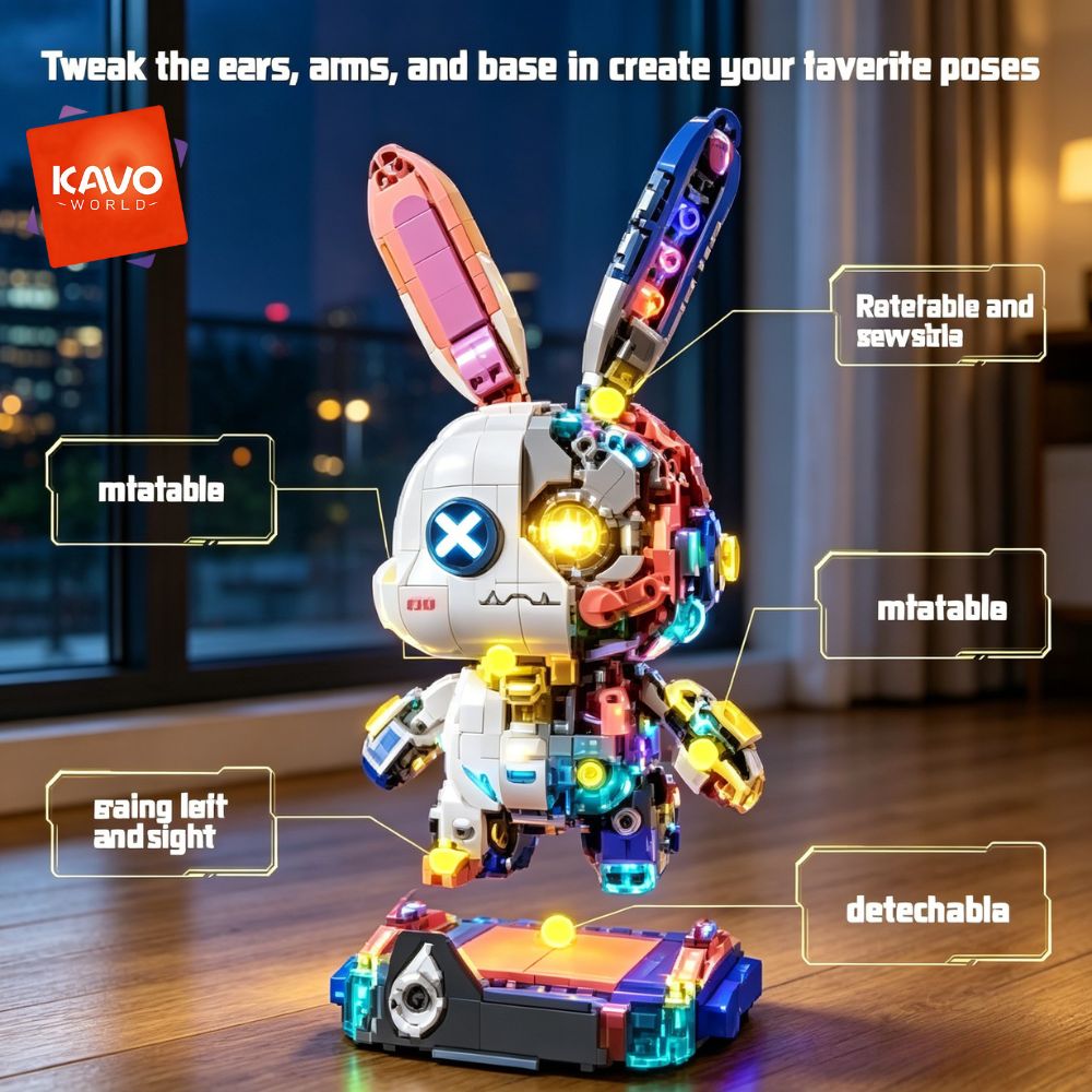 KAVOWORLD 1377ピース ロボットウサギ 組み立て - Desk Setup Build のレビューと価格