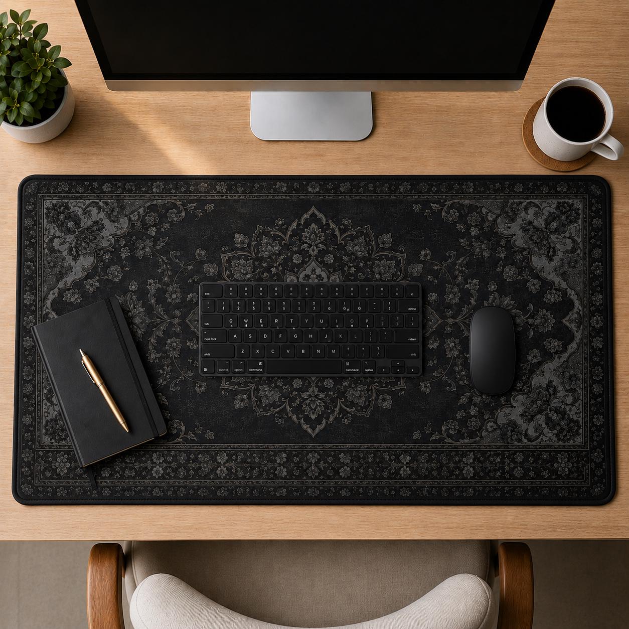 黒いラグデスクマット ダークアカデミアデスクパッド 大型ゲー - Desk Setup Dark のレビューと価格
