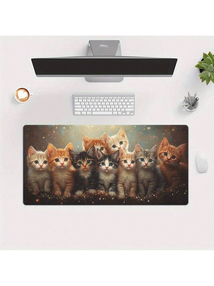 かわいい子猫ゲーミングマウスパッドデスクマット滑り止めゴムベ - Desk Setup Pc And Laptop のレビューと価格