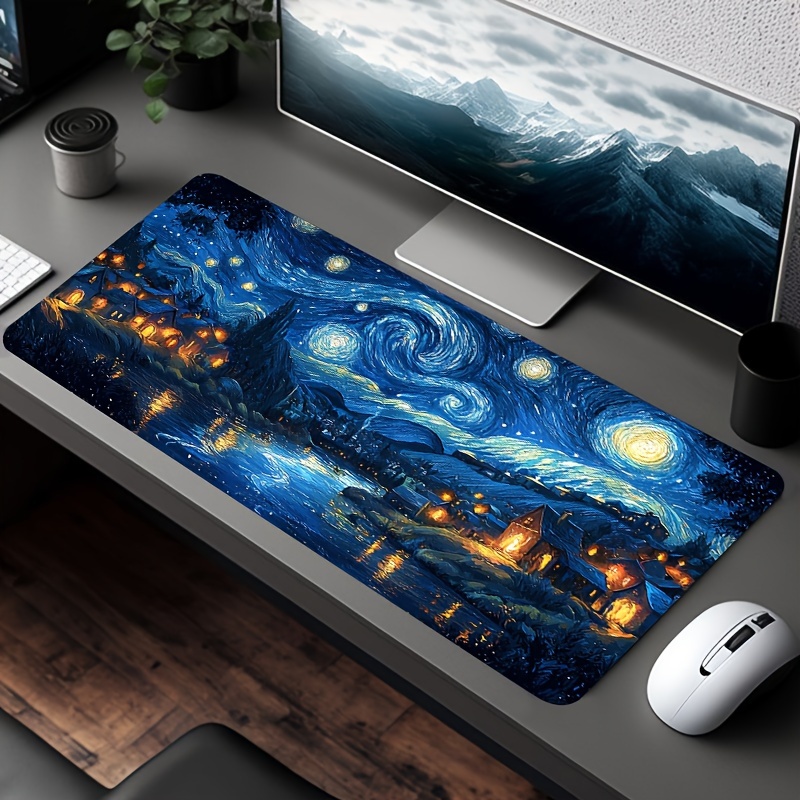 大型スターリーナイトゲーミングマウスパッド、滑り止めラバーベ - Desk Setup Accessories Aesthetic のレビューと価格