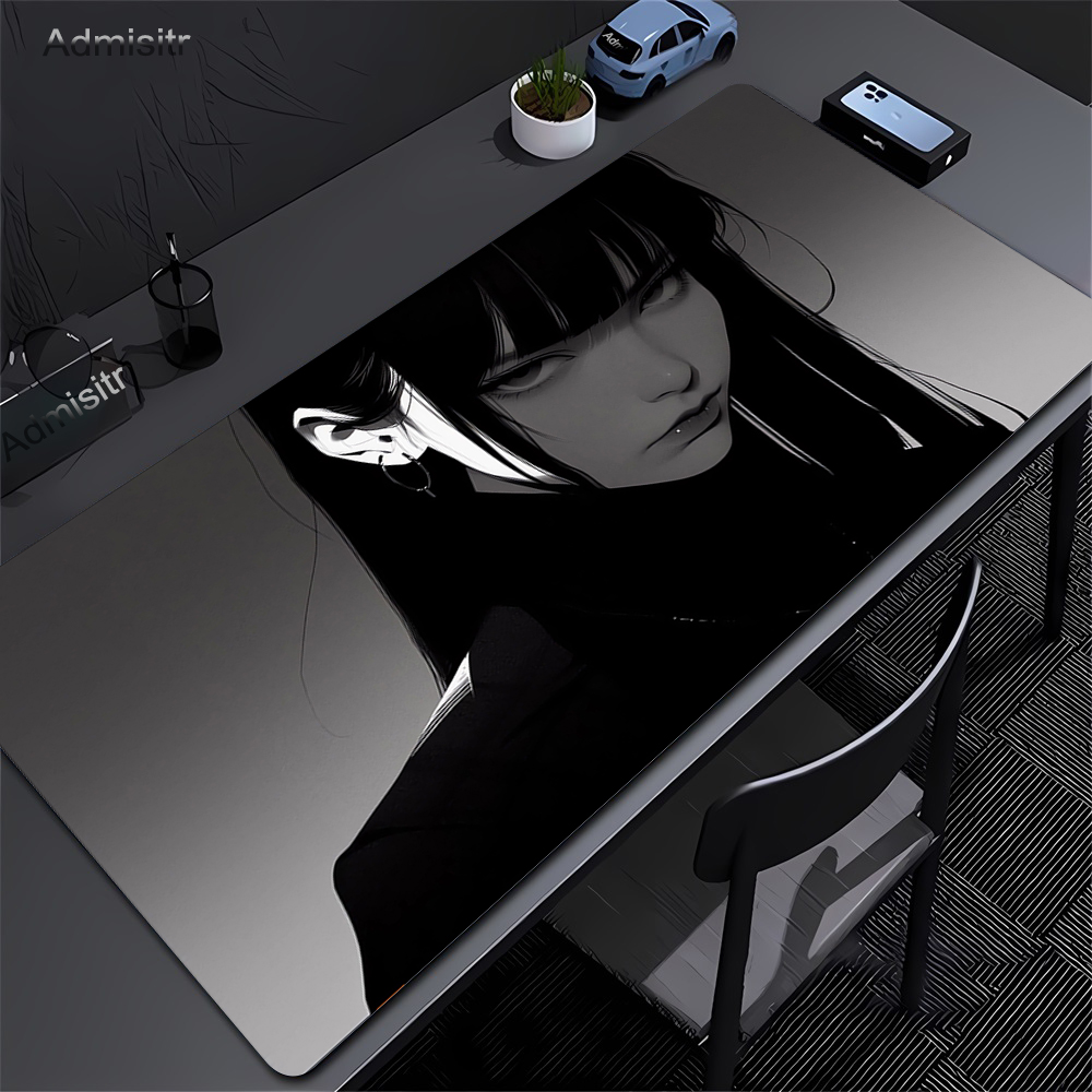 黒アニメダークガールテーブルマット大型マウスパッドオフィスキ - Desk Setup Dark のレビューと価格