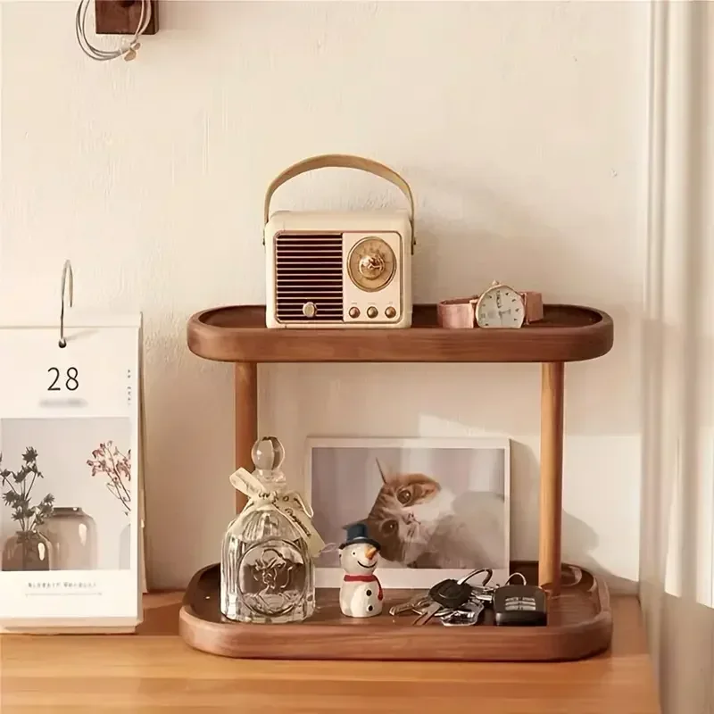 ホット木製収納棚 2 段デスクトップオーガナイザー棚デスクデ - Desk Setup Productivity のレビューと価格
