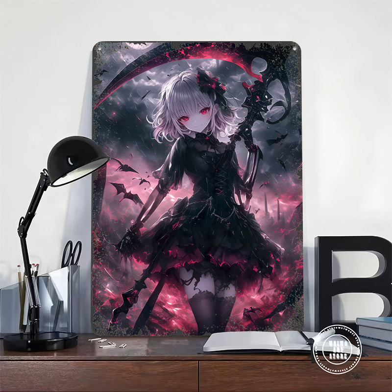 悪魔死神少女ポスター カスタムウォールアート ヴィンテージメ - Desk Setup Poster のレビューと価格