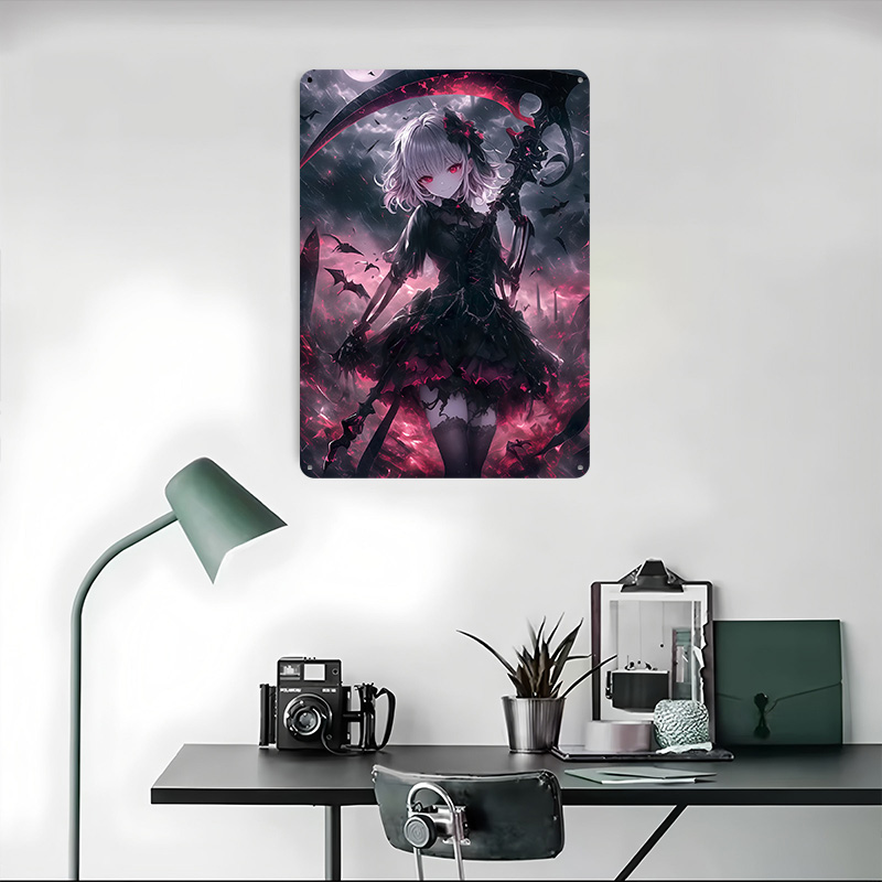 悪魔死神少女ポスター カスタムウォールアート ヴィンテージメ - Desk Setup Poster のレビューと価格