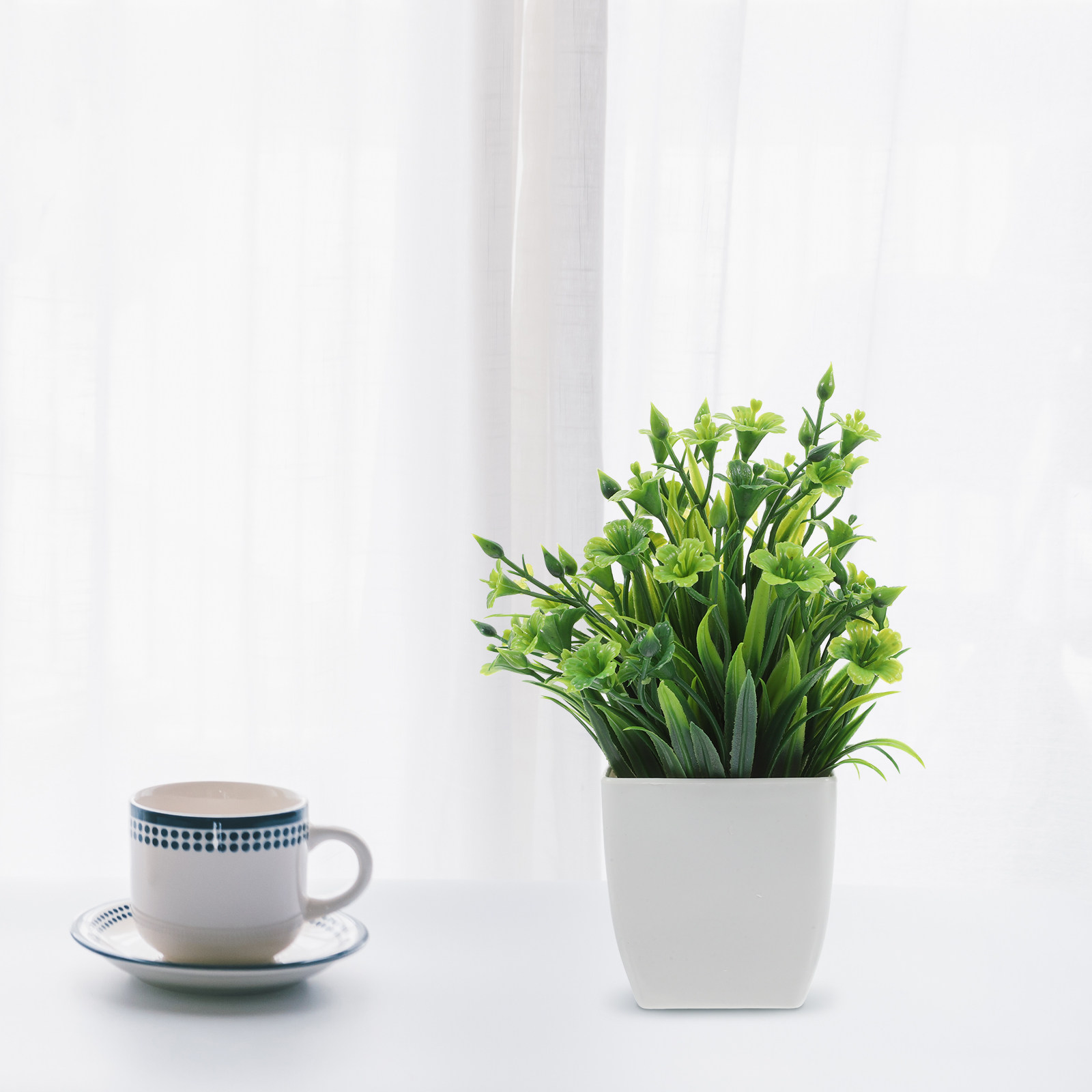 リアルな造花鉢植え、小型の人工盆栽。デスク、オフィス、家庭の - Plant Pot Small Desk のレビューと価格