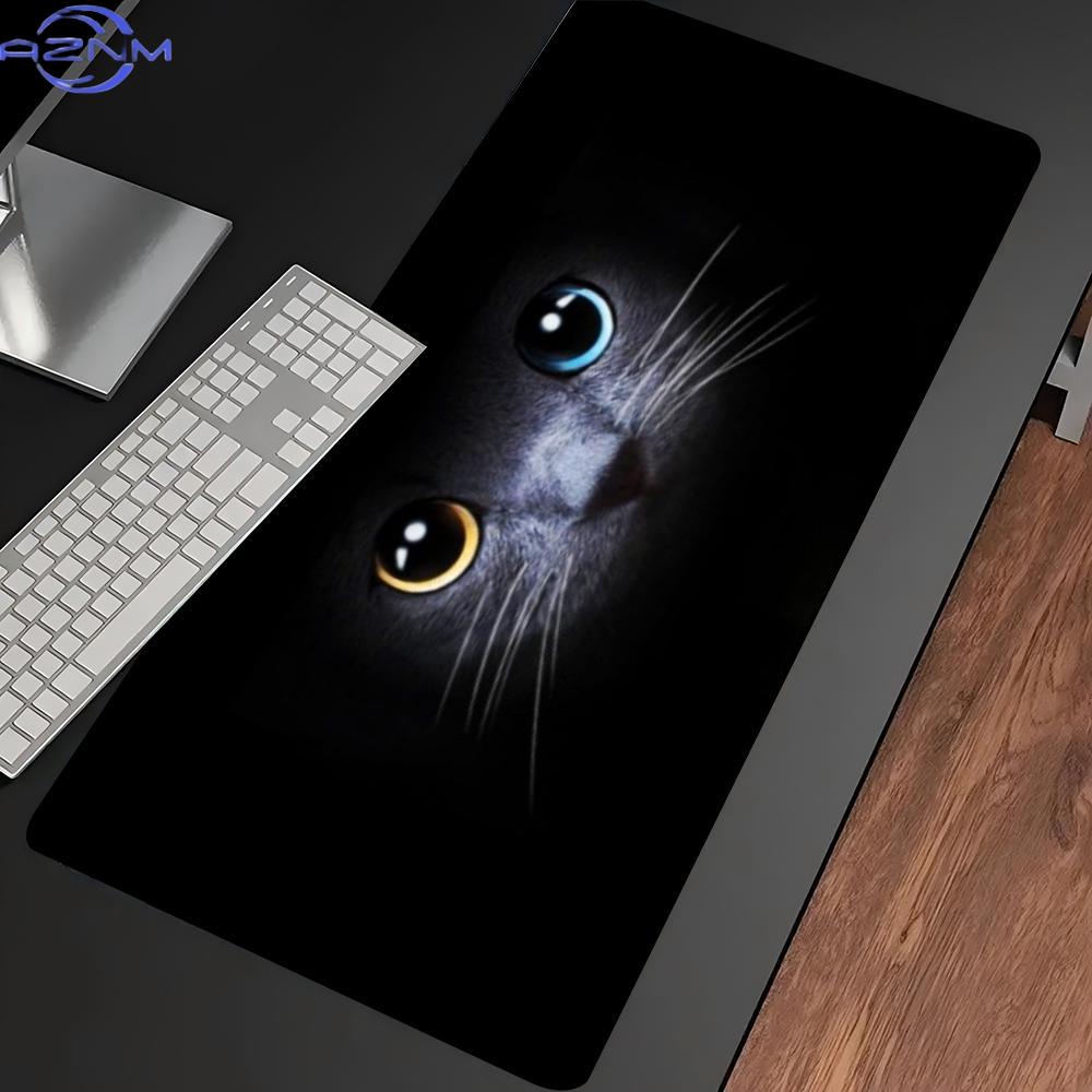 ダークキャットアイズ大型ゲーミングマウスパッド、滑り止めゴム - Desk Setup Dark のレビューと価格
