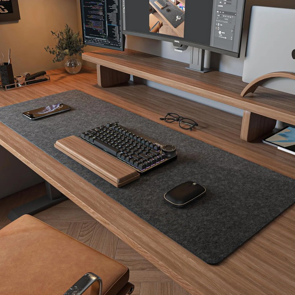 フェルトデスクマット コンピューターマット デスク用(31. - Desk Setup Dark のレビューと価格