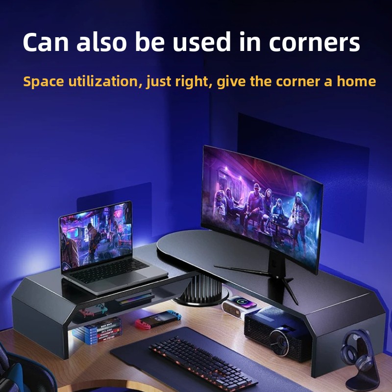 ゲーミングデュアルモニタースタンド オフィススクリーンライザ - Desk Setup Laptop And Monitor のレビューと価格