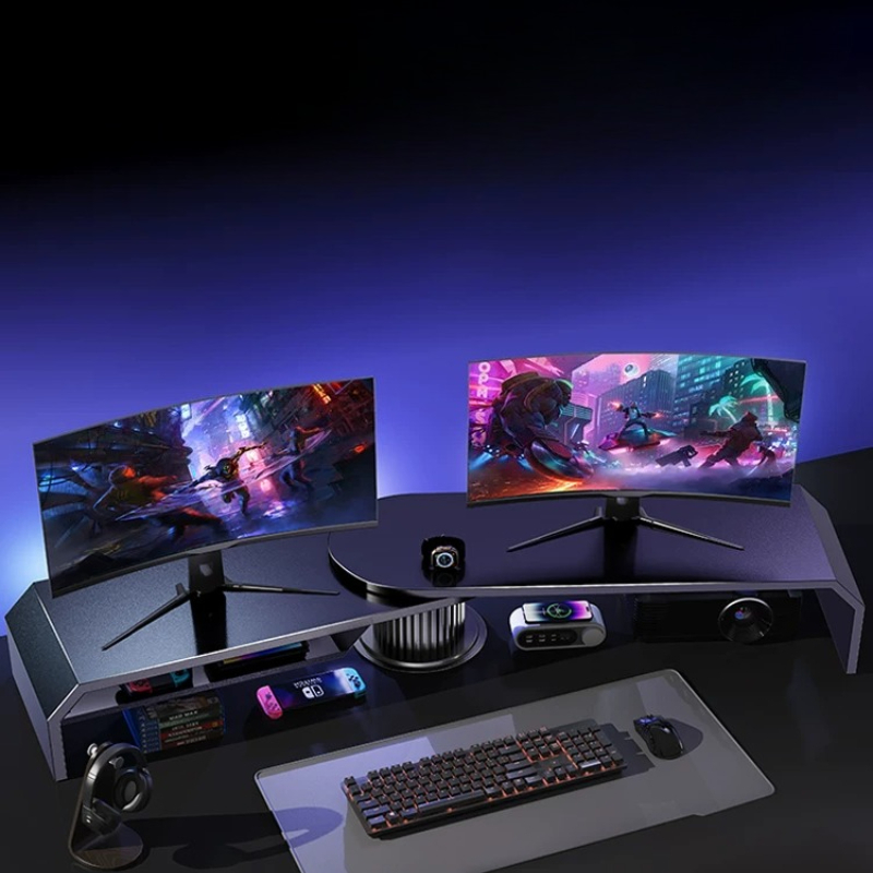 ゲーミングデュアルモニタースタンド オフィススクリーンライザ - Desk Setup Laptop And Monitor のレビューと価格