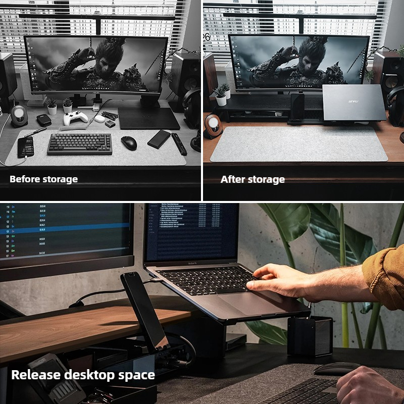 モジュラーモニターライザー スタンド 人間工学に基づいたデス - Desk Setup Laptop And Monitor のレビューと価格