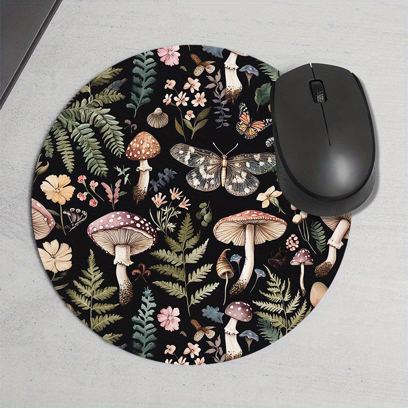 丸型の森の植物柄マウスパッド、滑り止めゴム製、オフィス用キー - Desk Setup With Plants のレビューと価格