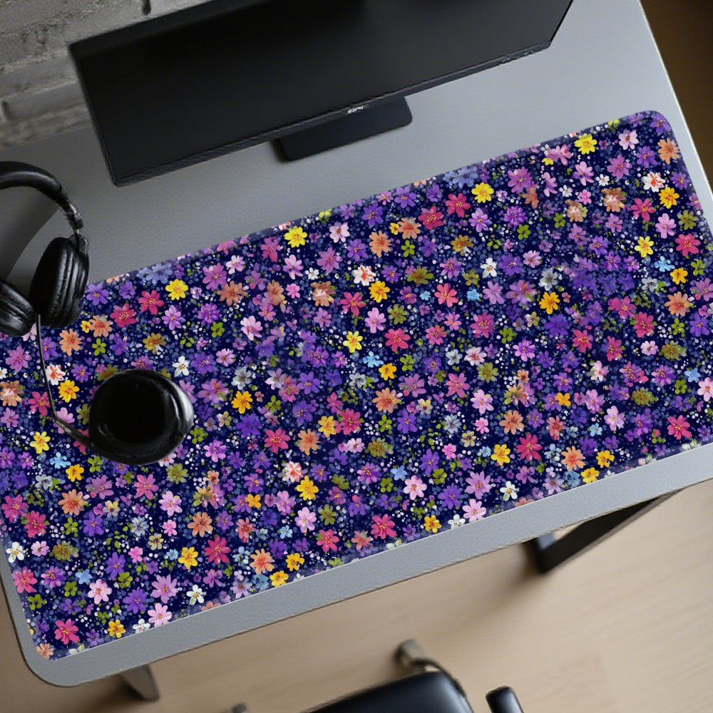 花柄デスクマット 大型 ダーク系 ゴム製ゲーミングマウスパッ - Desk Setup Dark のレビューと価格