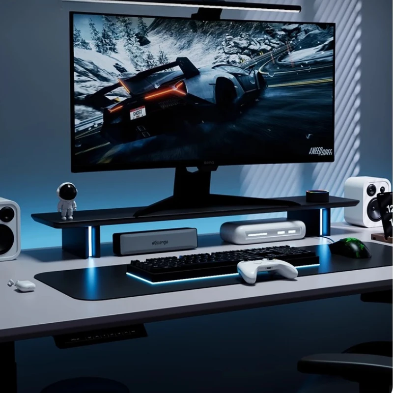 RGB モニタースタンド人間工学に基づいたコンピュータースク - Desk Setup Laptop And Monitor のレビューと価格