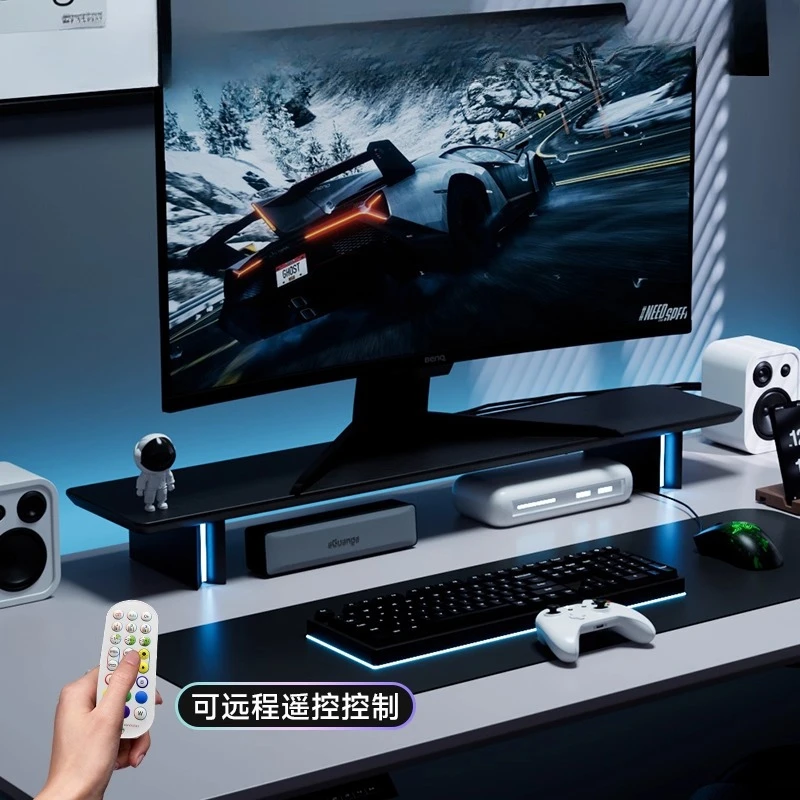 RGB モニタースタンド人間工学に基づいたコンピュータースク - Desk Setup Laptop And Monitor のレビューと価格