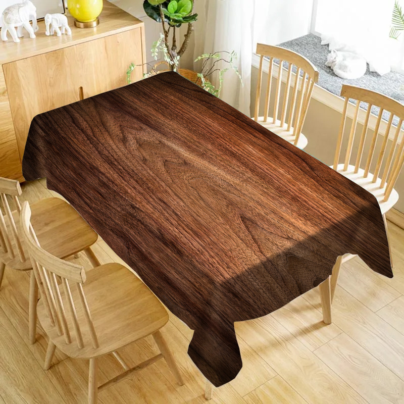 エレガントなダークウッドグレインのテーブルクロス - 長方形 - Desk Setup Dark のレビューと価格