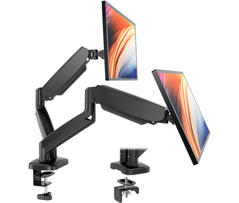 デュアルモニタースタンドアーム、ガススプリング式2モニターデ - Monitor Arm Clamp のレビューと価格